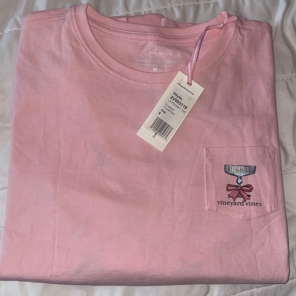 Vineyard Vines Holiday Spirits Long-Sleeve Pocket Tee, NWT, size M